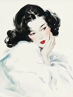 老上海风情｜穿貂的女士插画 - 小红书