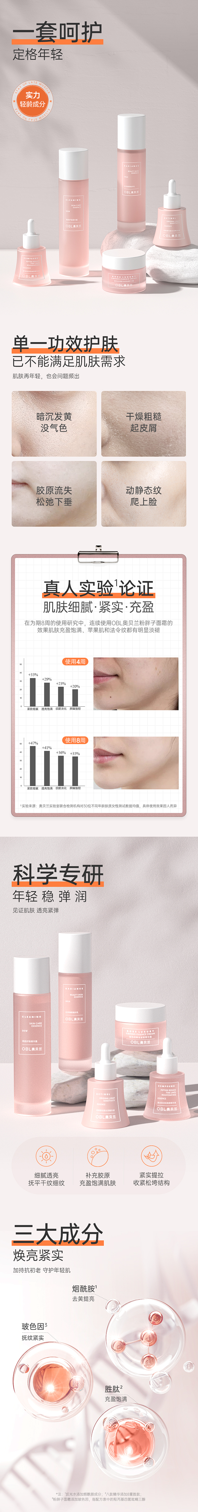 OBL奥贝兰提亮护肤组合套装补水保湿淡纹...