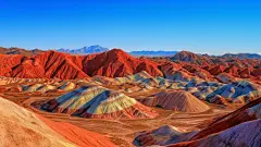 七彩丹霞国内城市甘肃旅游景点风景摄影图