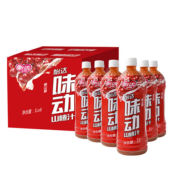 怡达味动山楂汁饮料1l6瓶箱山楂果味果汁饮料价格品牌报价1号店