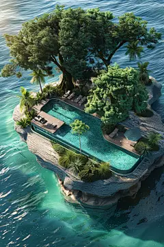海边沙滩夏季泳池度假