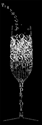 The Library Bar / Paramount Hotel I like that this entire image is created by white letters of different sizes on a black background.  like that the bottom of the glass is the champagne and the top is the fizz that is still happening and this is portrayed