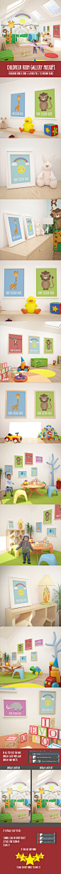 12 Children Room Gallery MockUPs Pack : This is is our new children room gallery mockup set with 12 scenes. These are usefull templates for presentations of your photos, designs, posters, logos, products.