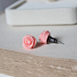 【石头的日记】卷心小玫瑰 耳钉 桃粉色 原创 设计 新款 2013