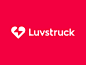 Luvstruck标志设计符号红色的心应用约会​​火花雷闪电爱消极空间聪明的图标标记品牌标识设计图标标志
