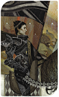 《Dragon Age Inquisition Tarot》虽然龙腾世纪的游戏我不太爱玩，但是对里面的塔罗牌真是一见钟情，无论是从平面构成的角度还是从绘画的角度。另外必须要夸赞一下Pinterest升级后的图片搜索功能，基本上可以不用google了。更多搜索结果戳这里→OPinterest ；ODragon Age Inquisition Tarot