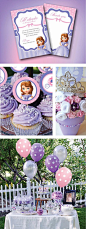 Sofia the First party ideas, Invitation, cup cake toppers & thank you cards! by GardellaGlobal on Etsy, $5.00