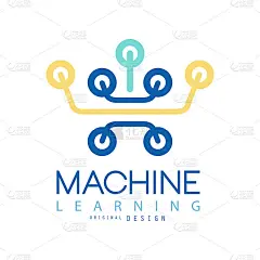 机器学习和数据科学技术的简化图标。人工智能。矢量设计的名片，公司标志或广告海报
