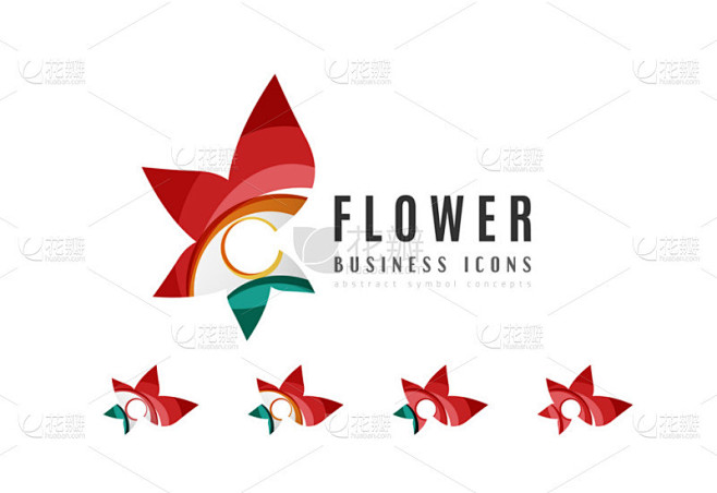 一组抽象花 logo 业务图标
