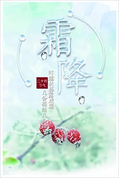 冰天雪地冬季二十四节气霜降海报
