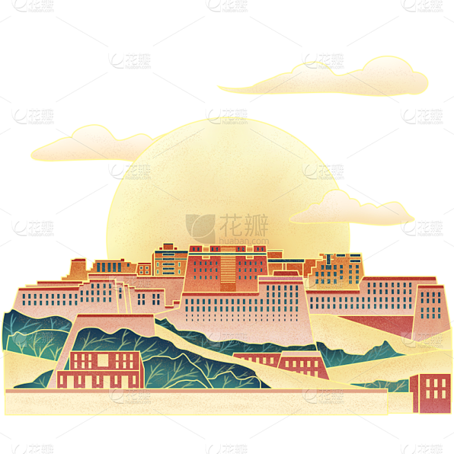 春节中国风传统现代建筑-布达拉宫