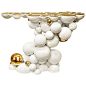 Spheres Console Table with Aluminium White and Gold Spheres For Sale