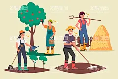 农名种植务农人物插画   - 源文件下载【酷图网】扁平化,农业,农民,务农,种植,种地,耕种,种树,人物,插画,插图