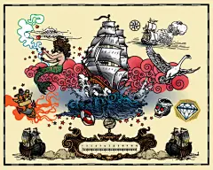 复古动物手绘朋克摇滚花卉燕子插图海报 AI矢量设计元素  (6)