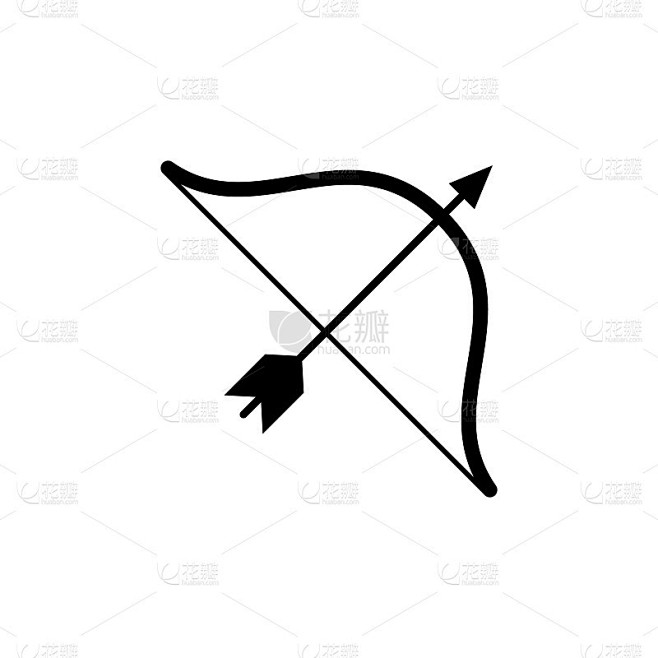 射箭的象征。弓和箭头图标。运动，娱乐标志的移动和web UI设计。矢量插图。