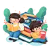 卡通世界读书日儿童阅读学习可商用插画
