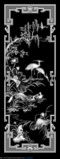 中式花鸟画黑白雕花图