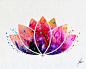 Lotus Flower Yoga Symbol Watercolor Illustrations by PainterlyDots: 