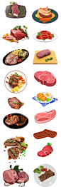 122款美食西餐牛排仙牛肉肉类餐厅美食海报插画透明PNG设计素材-淘宝网