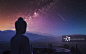佛寺佛像上方的星空。正版高清图片下载-视觉中国VCG.COM