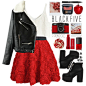 A fashion look from November 2014 featuring crop top, bomber jacket and red skirt. Browse and shop related looks.