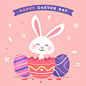 Happy easter day in flat design Free Vector