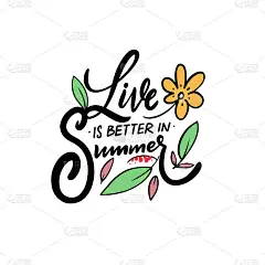 夏天的生活更美好。手绘五彩字句。