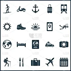 旅途,接力赛,计算机图标,多功能车,男人,运动鞋,包,布置,提示