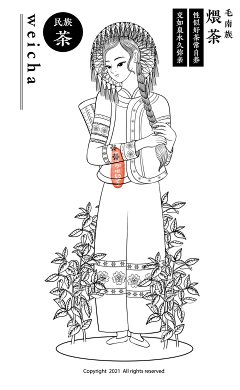 香沫咖啡奶茶原创《民族茶》茶文化人物系列插画