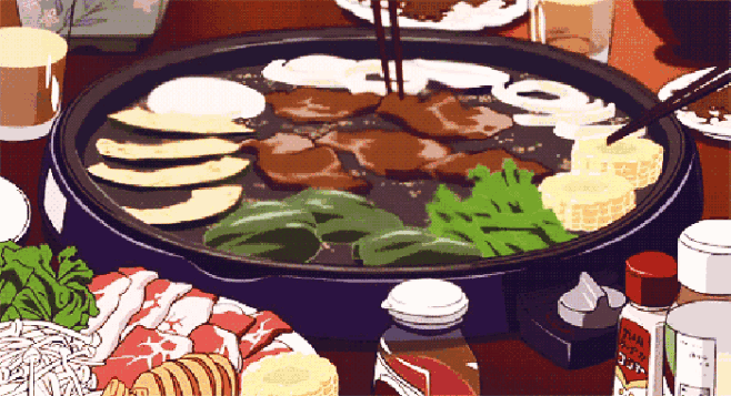 二次元 手绘 美食食物 烧烤烤肉 动漫动图gif 吃货福利 肉食主义(๑•̀ㅂ•́)و -花瓣网