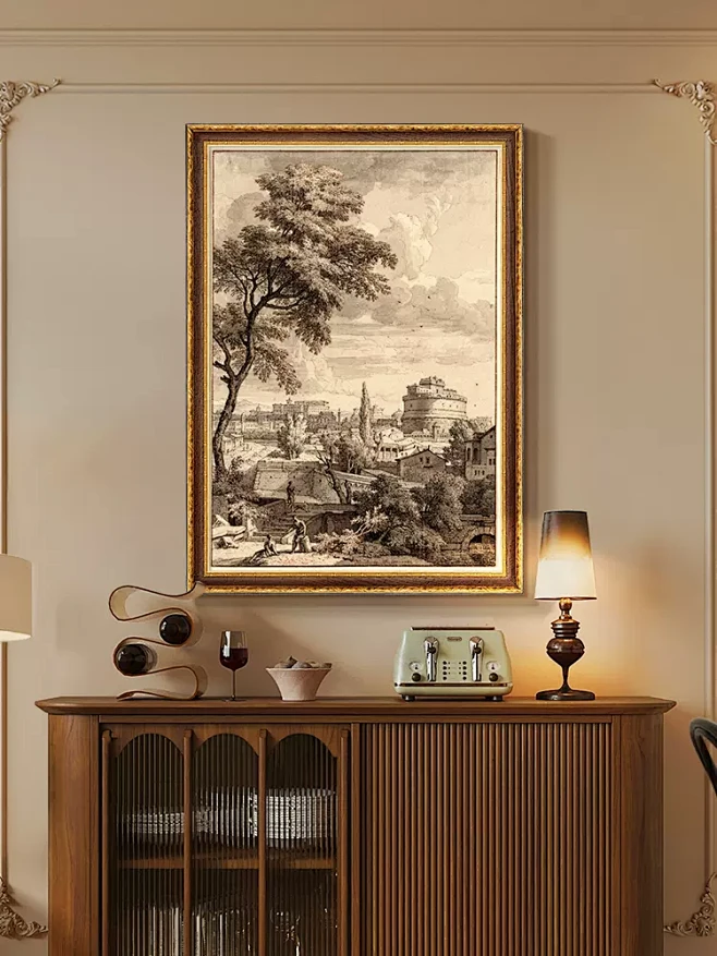 法式中古客厅装饰画美式复古风景餐厅壁画高级感小众艺术玄关挂画-tmall.com天猫-花瓣网