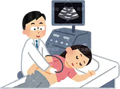 妇女在怀孕期间接受超声波检查宝宝孕妇母子母亲节儿童节贴纸扁平儿童插画元素卡通免扣png图片素材