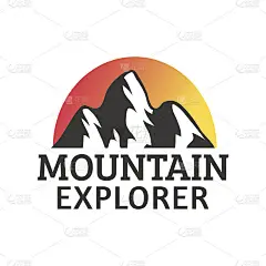 手绘山标志集。滑雪胜地矢量图标，山