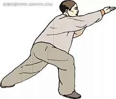 手绘伸出右掌的练武的男子插画|卡通画|练武|男子|伸出右掌|生活百科|矢量素材|手绘|手绘插画图片场景插画|内衣美女矢量插画|绿色风景插画插画|插画设计 插画