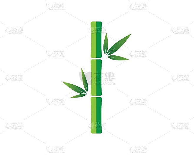 带有绿叶的竹叶矢量图标