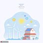 新能源电力符号太阳能风力发电UI插画科技智能素材下载-优图网-UPPSD