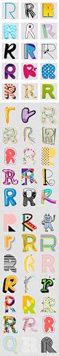 卡通可爱创意字母R设计大写R小写R