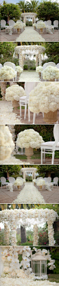 分享一个鲜花婚礼现场布置，纯白色的极致浪漫，喜欢吗~~