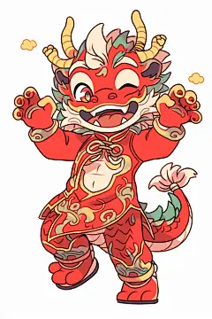 红色喜庆中国龙元素图片素材