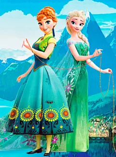  《冰雪奇缘：生日惊喜》 壁纸 probably with a 波兰舞曲, 波兰语 and a 晚餐 dress titled Anna and Elsa