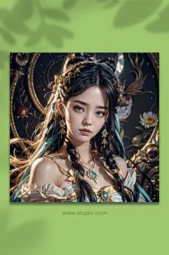 漫画风插画风少女头像-众图网