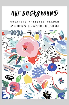 时尚极简矢量手绘花卉海报