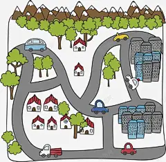 手绘城市道路规划 页面网页 平面电商 创意素材