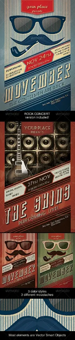 movember-retro-party-flyer欧美风海报模板源文件下载 (68)