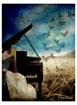 ♫♪ Music ♪♫ The_Piano_by_deadly_sinful lady grass filed butterfly blue sky