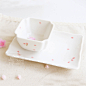 日式zakka杂货手绘陶瓷盘子和风碟子 樱花调味碗结婚礼物家饰摆件