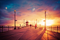 海边 路灯 夕阳 天空背景素材大图500px