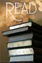 Read Poster 12x18 - Books and Reading - Photography and Typography Poster - Book Lover Library Decor - Bokeh Lights and Books Poster