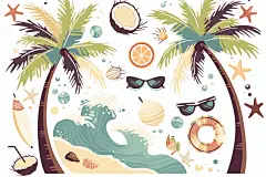 夏季元素插图设计