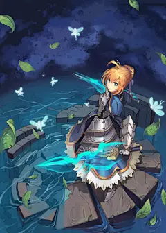 262）.《Fate》-- Saber。（又名：阿尔托利亚·潘德拉贡，アルトリア・ペンドラゴン，Altria Pendragon，骑士王，亚瑟王）；电视动画《Fate/Zero》是根据虚渊玄著作的同名小说改编的电视动画，TYPE-MOON于2010年12月21日公布了Fate/Zero的动画化的消息，由ufotable负责制作。（大图）